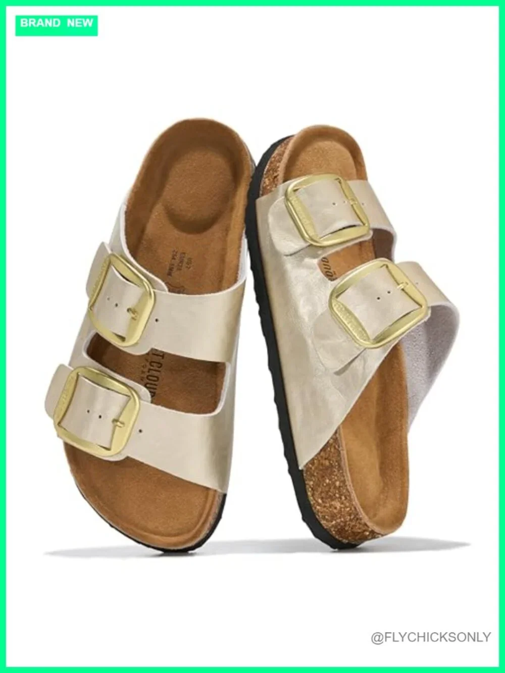 Genuine Leather Slide Sandals with Memory Foam Footbed Non-Slip
